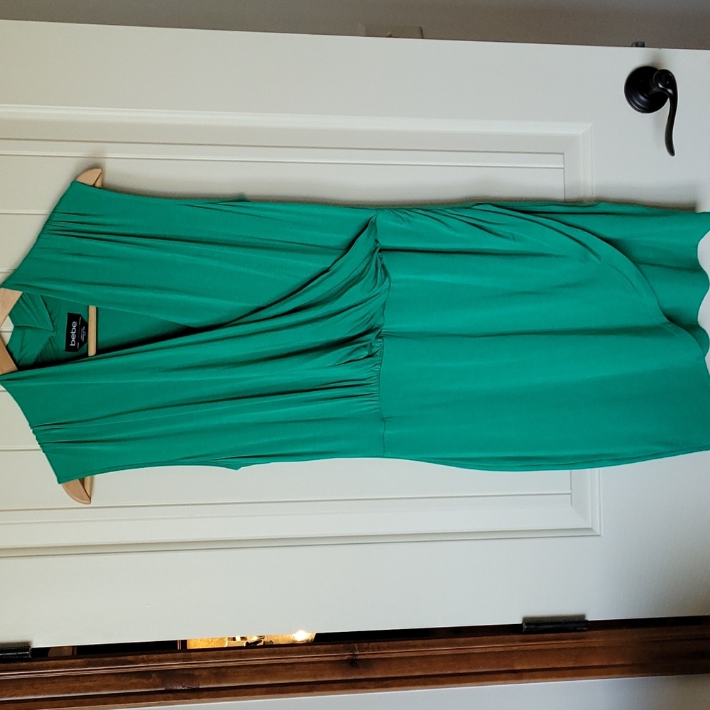 Bebe green bodycon wrap dress